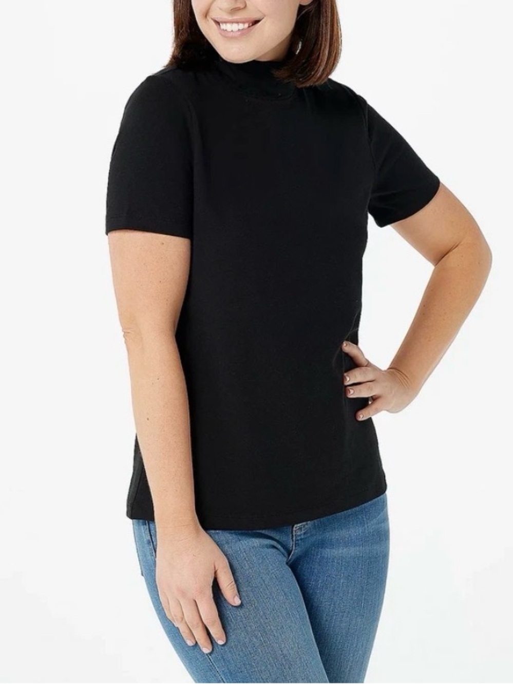 Isaac Mizrahi Live! Mock Neck Short Sleeve Knit